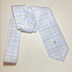 ⭐️NWOT NIXON Men’s White Tie Yellow Green Blue Grid Pattern Urban Preppy Office